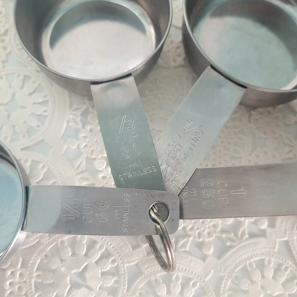Vintage Stainless Steel Measuring Cups Nesting Lot Of 4
